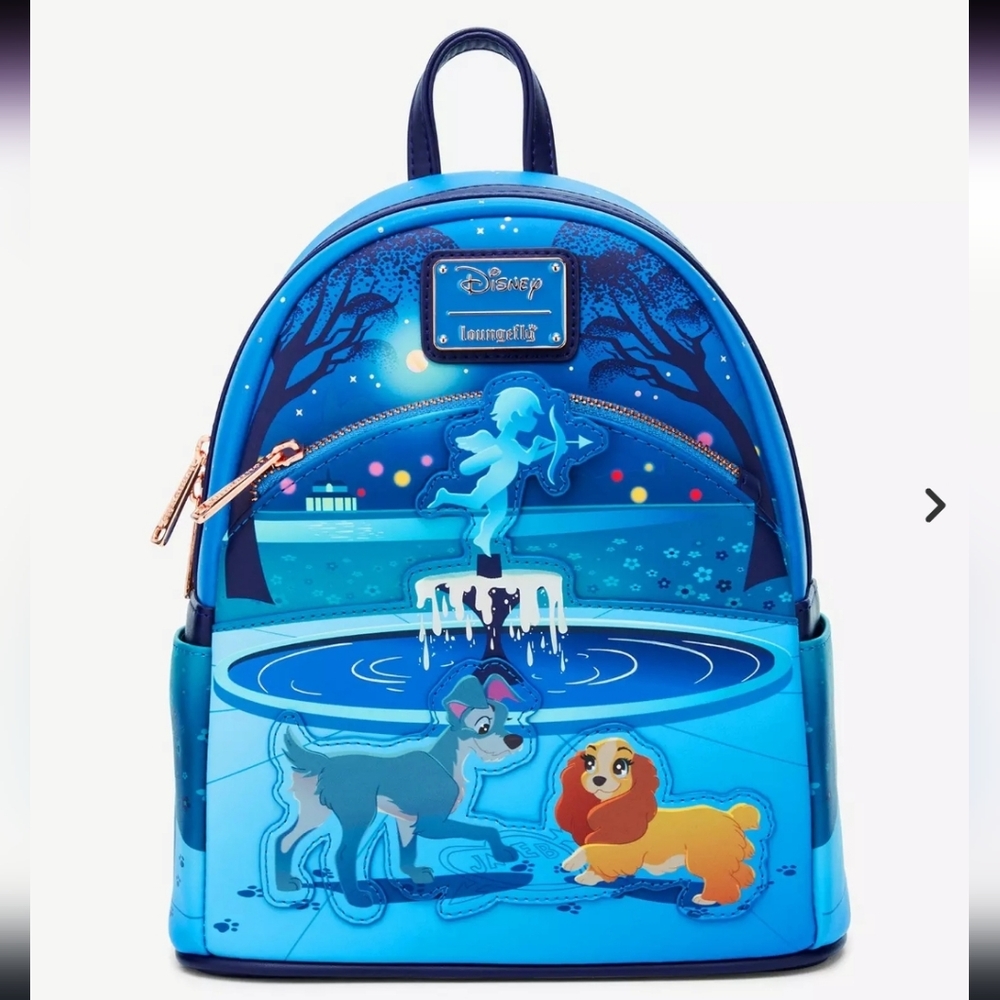 Loungefly Disney Lady and the Tramp 70th Anniversary FountainScene Mini Backpack